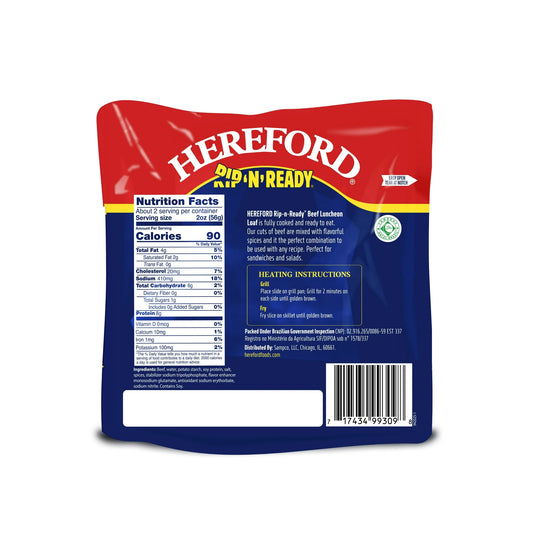 Hereford Fully Cooked Beef Luncheon Loaf - 3.5 oz.