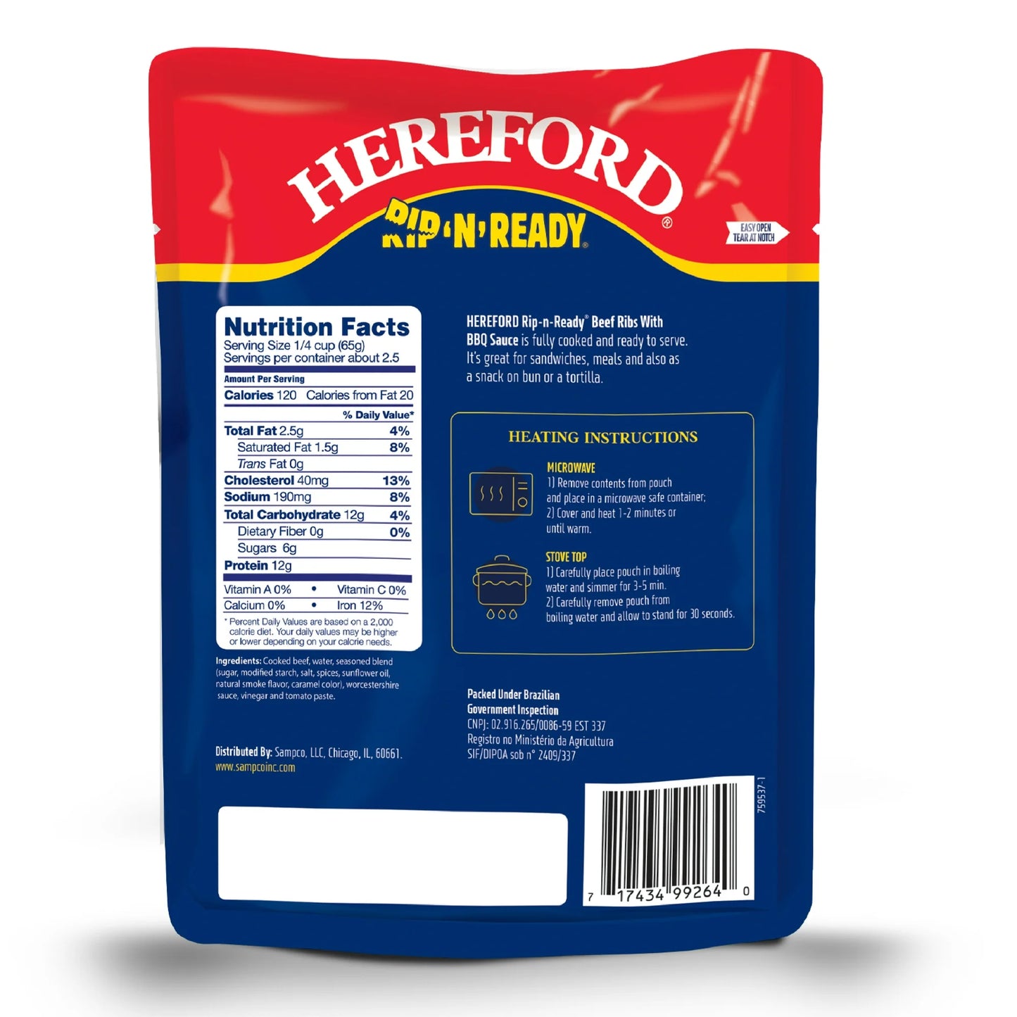 Hereford Beef Ribs in BBQ Sauce - 6.0 oz.