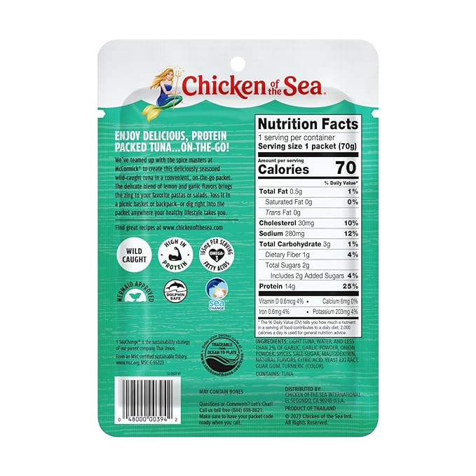 Chicken of the Sea Light Tuna Lemon Garlic - 2.5 oz.