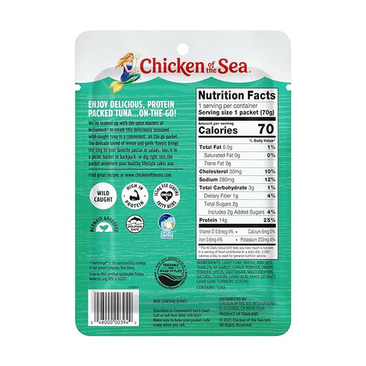 Chicken of the Sea  Light Tuna Lemon Garlic - 2.5 oz.