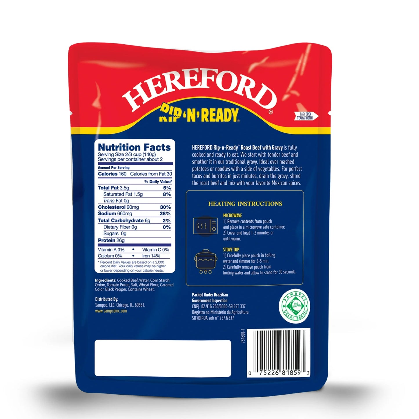 Hereford Fully Cooked Roast Beef with Gravy - 10 oz.