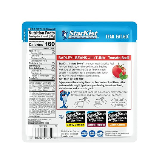 StarKist Smart Bowls Tuna, Barley and Beans, Tomato Basil - 4.5 oz.