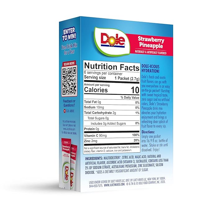 Dole Strawberry Pineapple Powder Drink Mix - 0.6 oz.