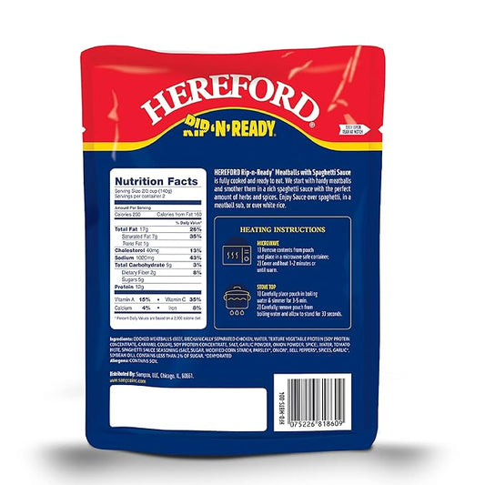 Hereford Meatballs with Spaghetti Sauce - 10 oz.