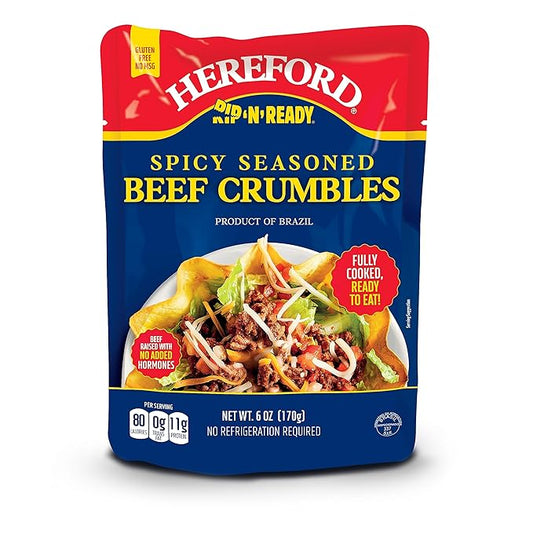 Hereford Spicy Seasoned Beef Crumbles - 6.0 oz.