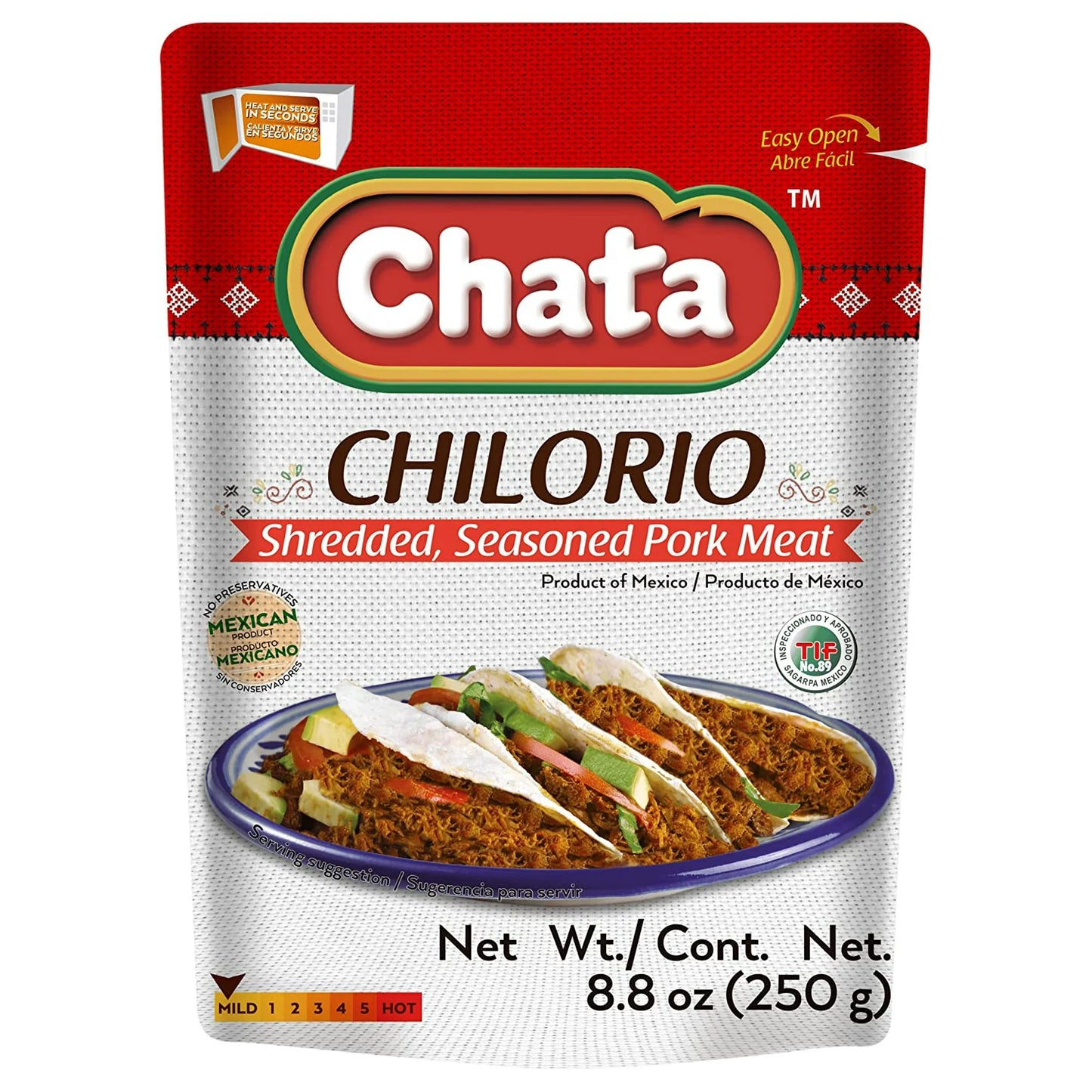 Chata Pork Chilorio - Shredded Seasoned Pork - 8.8 oz.