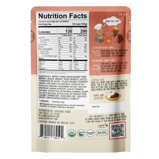 Bean Vivo Organics Three Bean Chili - 10 oz.