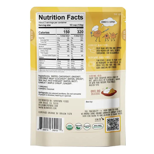 Bean Vivo Organics Coconut Curry Chickpeas - 10 oz