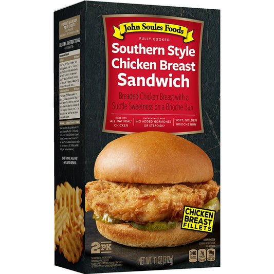 John Soules Foods Fresh Southern Style Chicken Breast Sandwich, 2 Pack - 11 oz.
