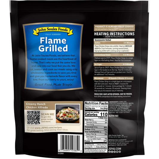 John Soules Foods, Fully Cooked, All Natural, Fresh Flame Grilled Chicken Breast Strips - 8 oz